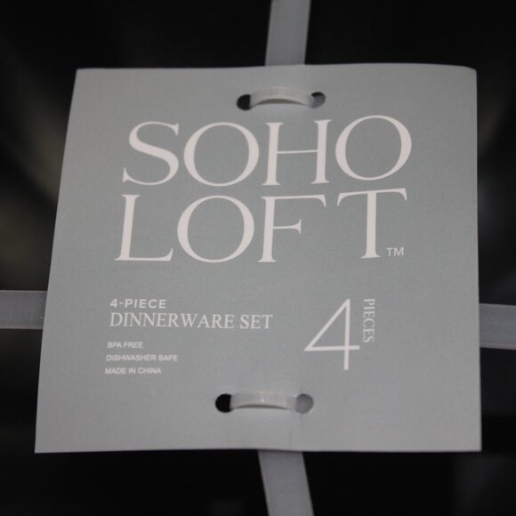 Soho Loft Black Rustic Scalloped Set of 4 Melamine 7.5" Cereal Bowls Brown NWT - Picture 2 of 5